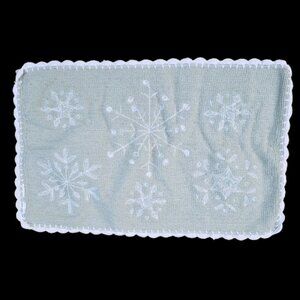 St Nicholas Square Light Green Snowflake Crochet Edge Cotton Bath Mat